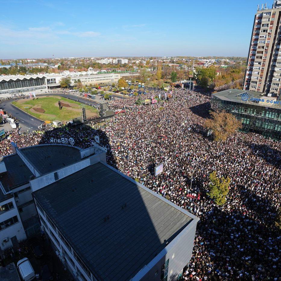 Serbia marks anniversary of deadly train station disaster with large rally